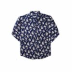 Elegant Floral Printed Night Suit – Navy Blue