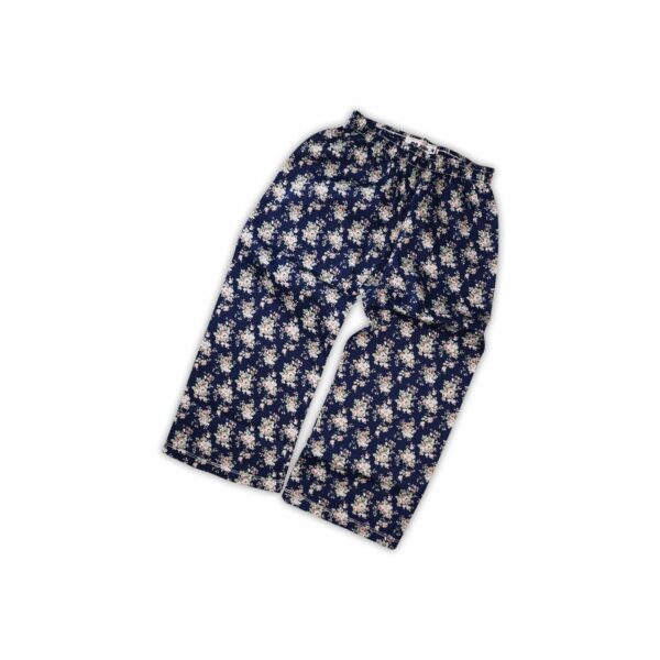 Elegant Floral Printed Night Suit – Navy Blue