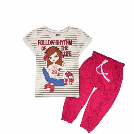 Fashion Girl print night suite white top and Red pajama – Cute & Comfy