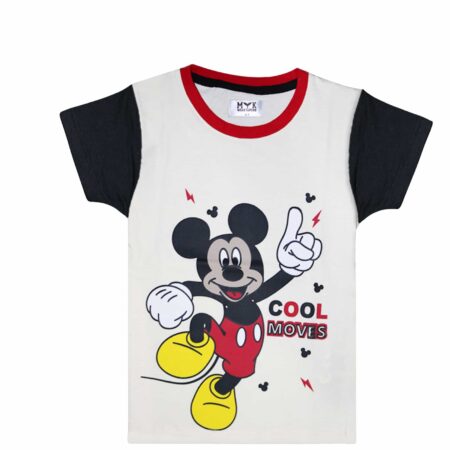 Kids Micky Mouse Boys Tee With Black Half Selves