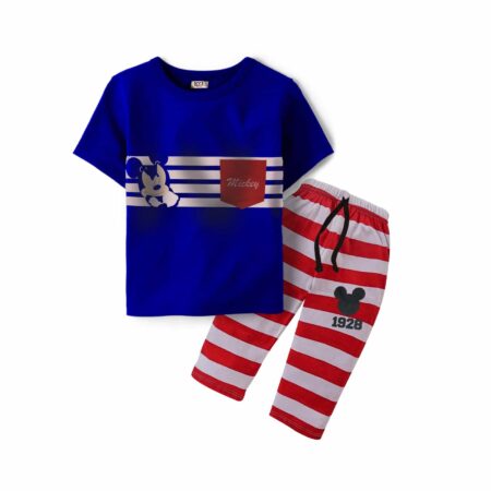 Mickey Blue Striped Summer Outfit for Kids