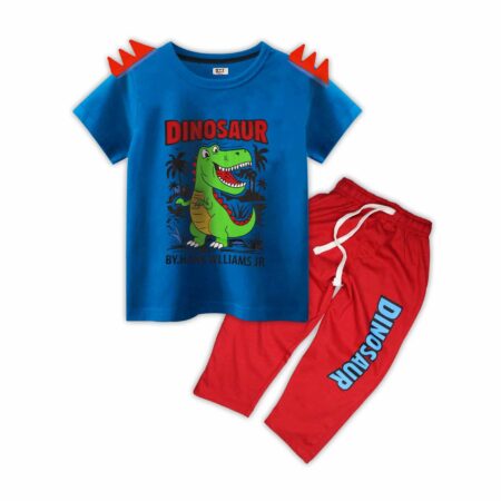 Blue & Red Dinosaur Print Summer Co-ord Set