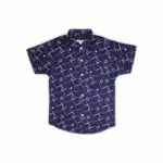 Navy Blue Geometric Printed Shirt for Boys