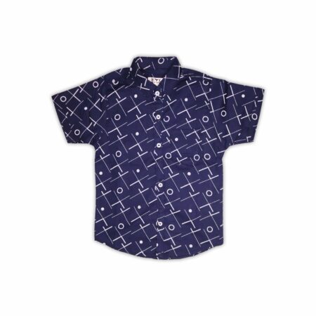 Navy Blue Geometric Printed Shirt for Boys