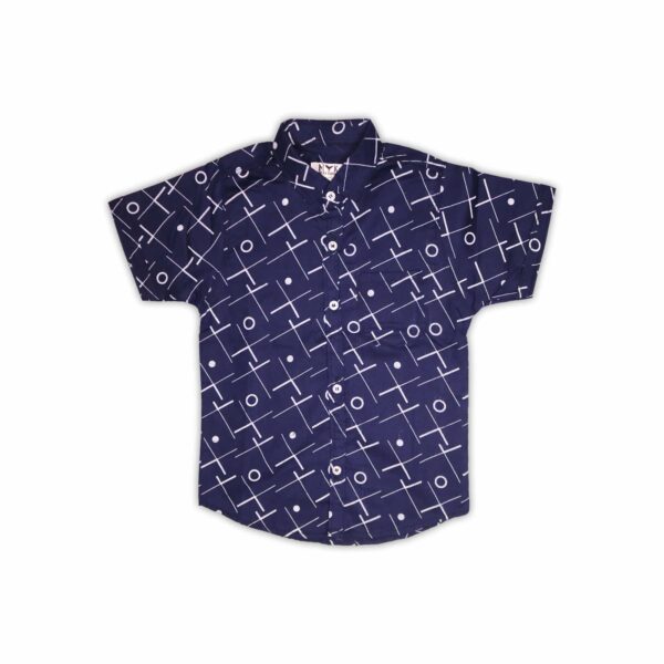 Navy Blue Geometric Printed Shirt for Boys