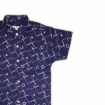 Navy Blue Geometric Printed Shirt for Boys