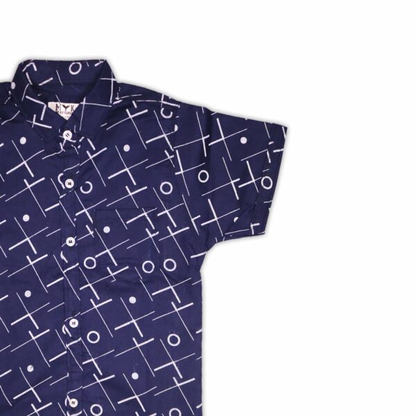 Navy Blue Geometric Printed Shirt for Boys