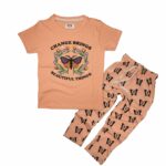 Peach Butterfly Print Girls' Summer Set – Change Brings Beautiful Things