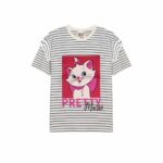 Pretty Marie Girls' Summer Night Suit – Striped Tee & Pink Pajama Set
