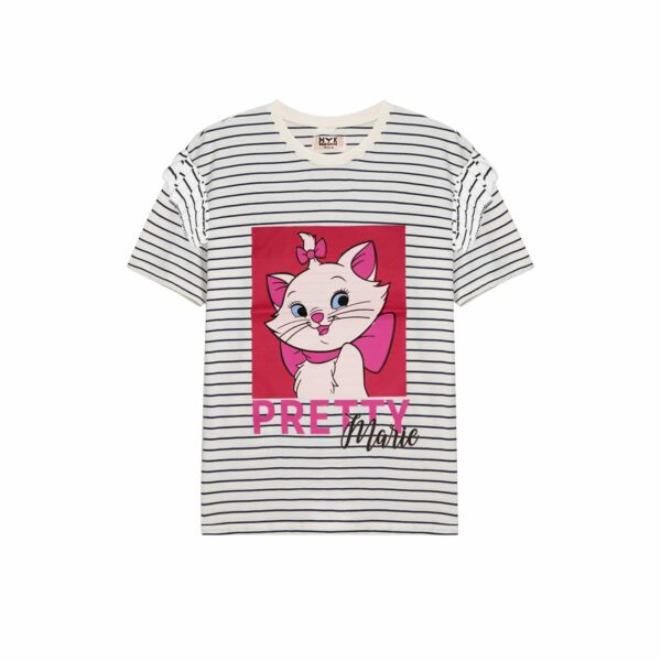 Pretty Marie Girls' Summer Night Suit – Striped Tee & Pink Pajama Set