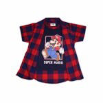Super Mario Checkered Open Shirt & T-Shirt Set