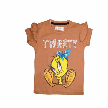 Baby Girl Tweety Sequence Frill Sleeves Tee