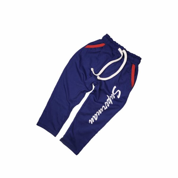 Superman Printed White Blue Summer T-Shirt & Blue Trouser Set for Boys