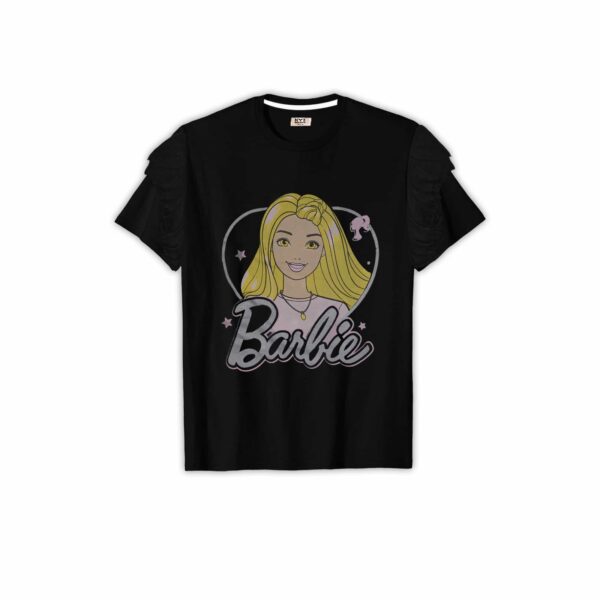 Black Barbie T-Shirt & Pink Printed Pajama Set