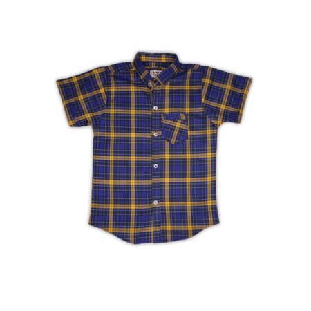 Boys' Casual Plaid Short-Sleeve Shirt – Blue & Yellow