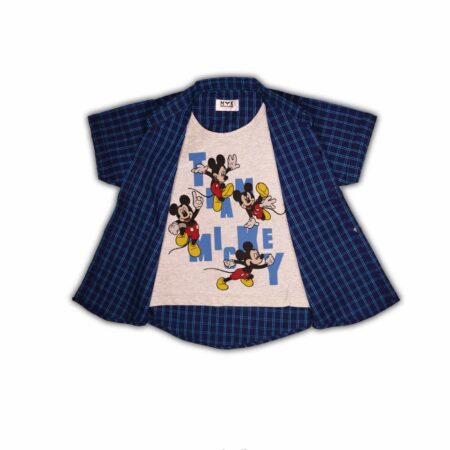 Boys' Mickey Mouse Shirt & Plaid Jacket Set - Fun & Stylish Summer Outfit