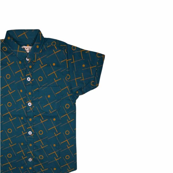 Boys' Olive Green Geometric Printed Casual Shirt