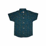Boys' Olive Green Geometric Printed Casual Shirt