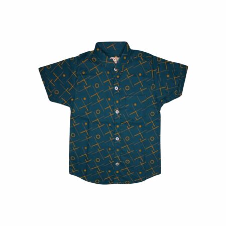 Boys' Olive Green Geometric Printed Casual Shirt