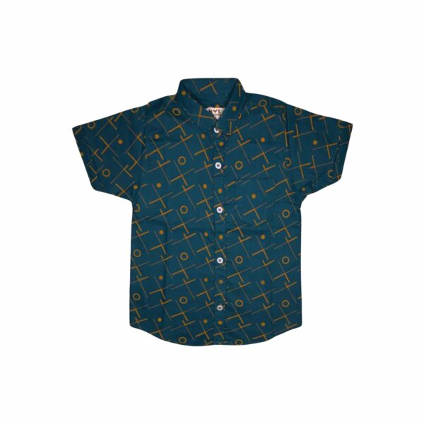 Boys' Olive Green Geometric Printed Casual Shirt