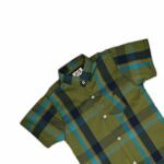 Boys' Stylish Plaid Short-Sleeve Shirt – Olive Green & Blue