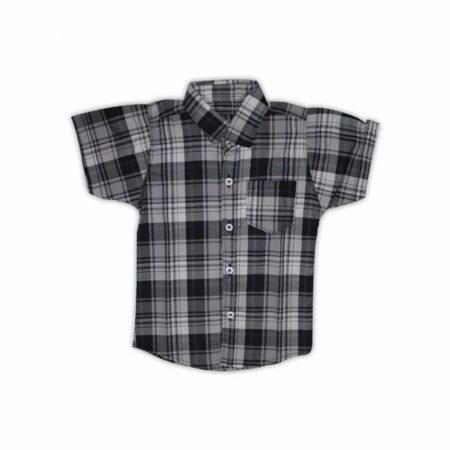 Boys’ Black & White Checkered Casual Shirt