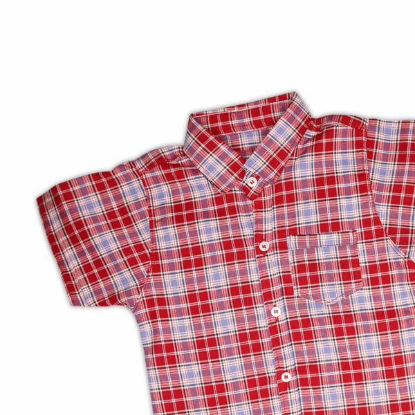 Classic Red Plaid Boys' Summer Shirt – Stylish & Comfortable