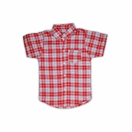 Classic Red Plaid Boys' Summer Shirt – Stylish & Comfortable