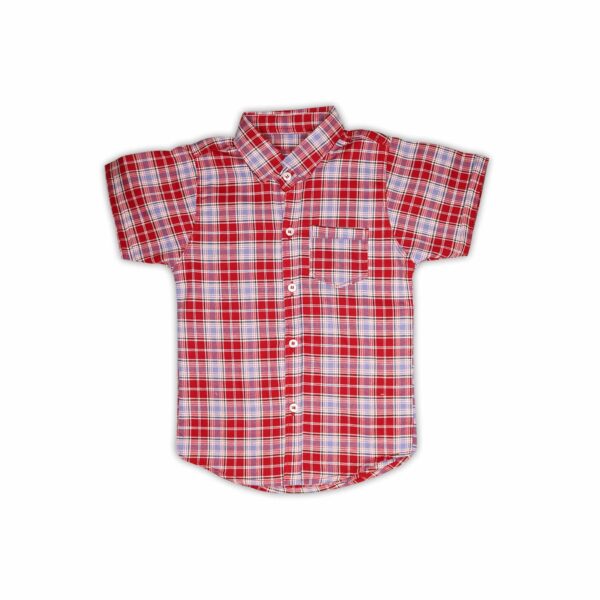 Classic Red Plaid Boys' Summer Shirt – Stylish & Comfortable