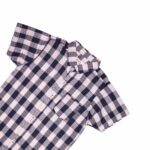 Classic White Blue Checkered Short-Sleeve Shirt for Boys