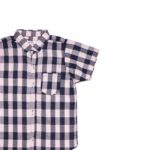 Classic White Blue Checkered Short-Sleeve Shirt for Boys