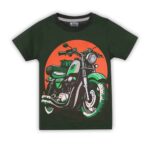 Boys’ Biker Graphic Summer T-Shirt – Dark Green