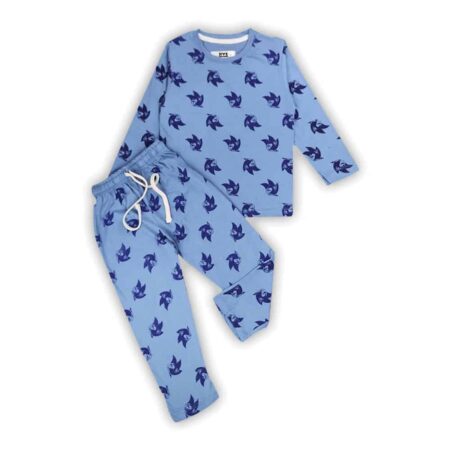 Blue Fox Print Summer Night Suit Set
