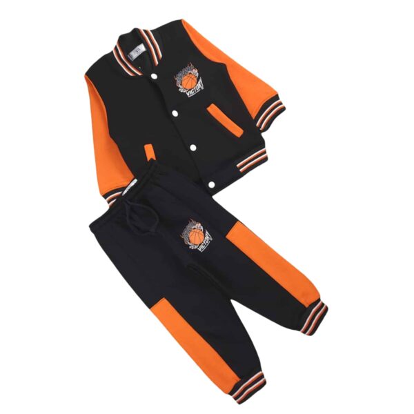 Boys’ Basketball Victory Winter Tracksuit – Black & Orange