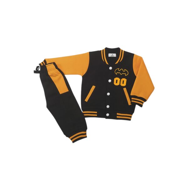 Boys Black & Yellow Batman-Themed Varsity Tracksuit