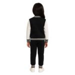 Girls Black & White Varsity Jacket with Matching Black Trouser – Pink Floral Design