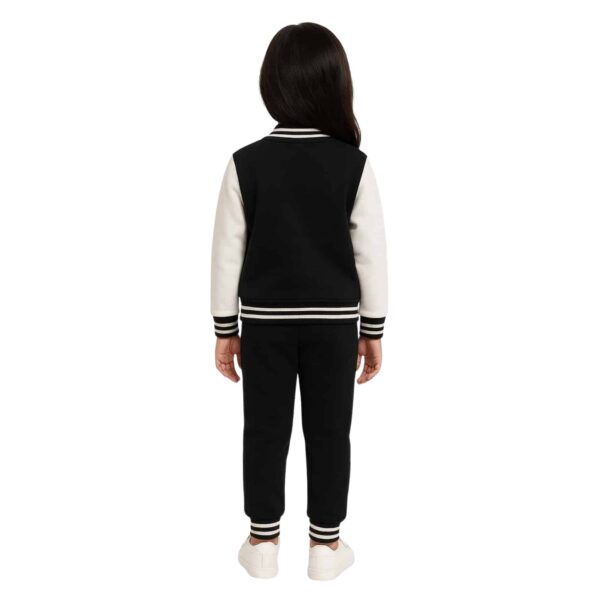 Girls Black & White Varsity Jacket with Matching Black Trouser – Pink Floral Design