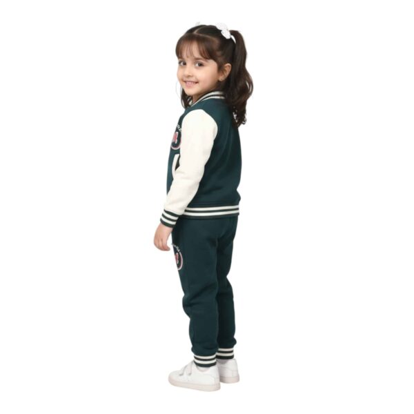 Girls Navy Blue & White Varsity Jacket with Matching Trouser – Butterfly Print