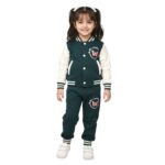 Girls Navy Blue & White Varsity Jacket with Matching Trouser – Butterfly Print