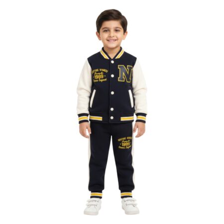 Boys’ Navy & White Varsity Tracksuit – Casual Sporty Style