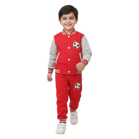 Boys Red & Grey Soccer Varsity Tracksuit