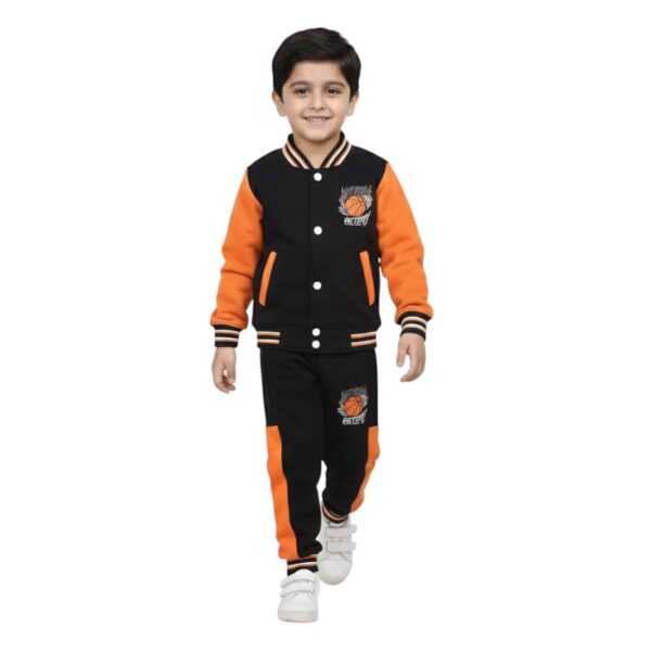 Boys’ Basketball Victory Winter Tracksuit – Black & Orange