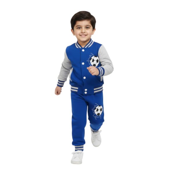 Boys’ Blue Soccer-Themed Varsity Tracksuit