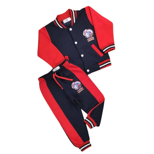 Boys’ Captain America Red & Navy Tracksuit – Cozy Winter Wear
