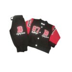 Boys Black & Red Varsity Tracksuit – 87 Patch Design