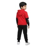 Boys’ Hoodie with Matching Black Web Print Trouser Set - Red & Black