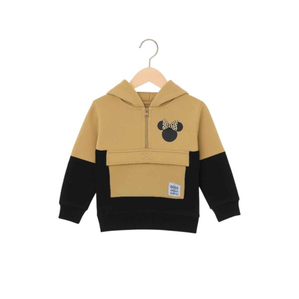 Boys Minnie Design Hoodie Tracksuit – Beige & Black