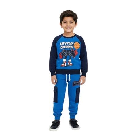 Boys Let’s Play Outside Tracksuit – Blue & Navy