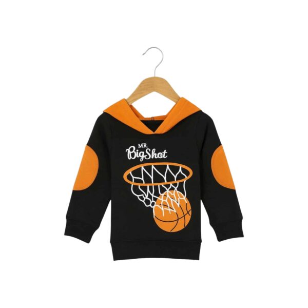 Boys Big Shot Basketball Hoodie Tracksuit – Black & Orange