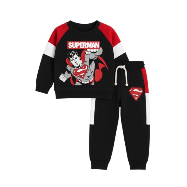 Boys Superman Printed Tracksuit – Black & Red